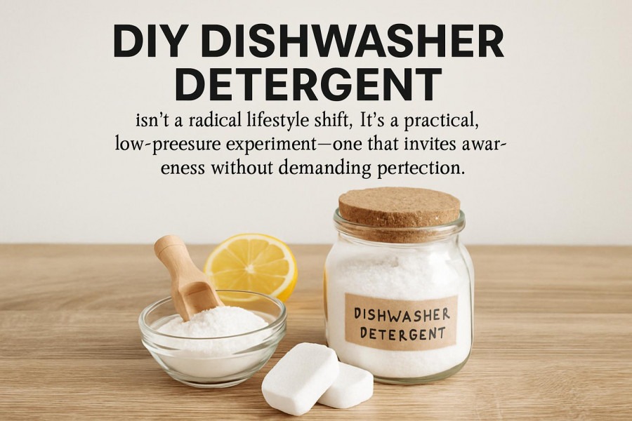Eco-friendly detergent for sustainable dishwashing with DIY cleaning solutions.