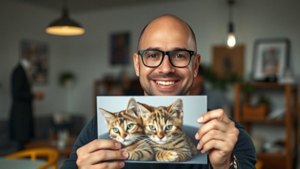 Your Stress Is Your Cat's Stress - smiling man holding cat image indoors.