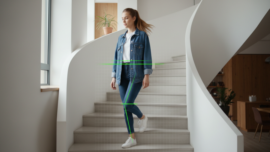 Person demonstrating strength training for injury prevention on stairs.