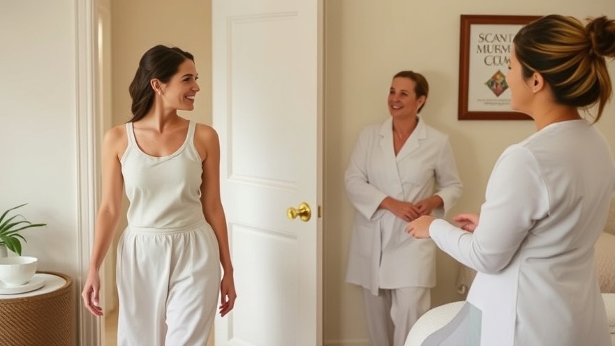 Client engagement at a spa with herbal tea and welcoming esthetician for customer loyalty.