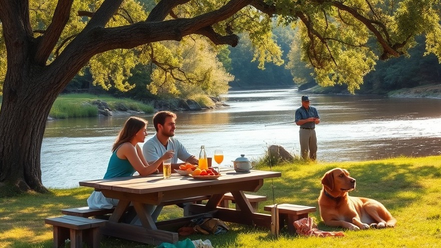 Family enjoying a riverside picnic at American River Parkway with scenic views.