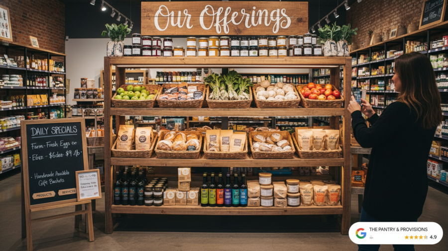Attractive product display in local store for Google Business profile.