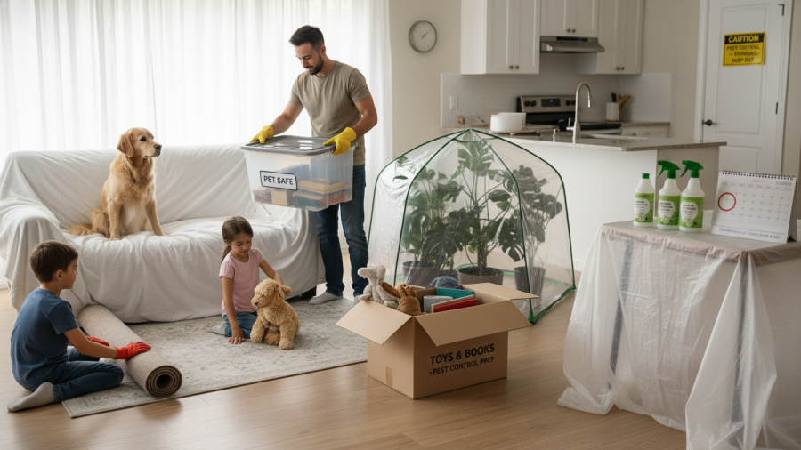 Family preparing for pest control safety for kids and pets in Sacramento CA