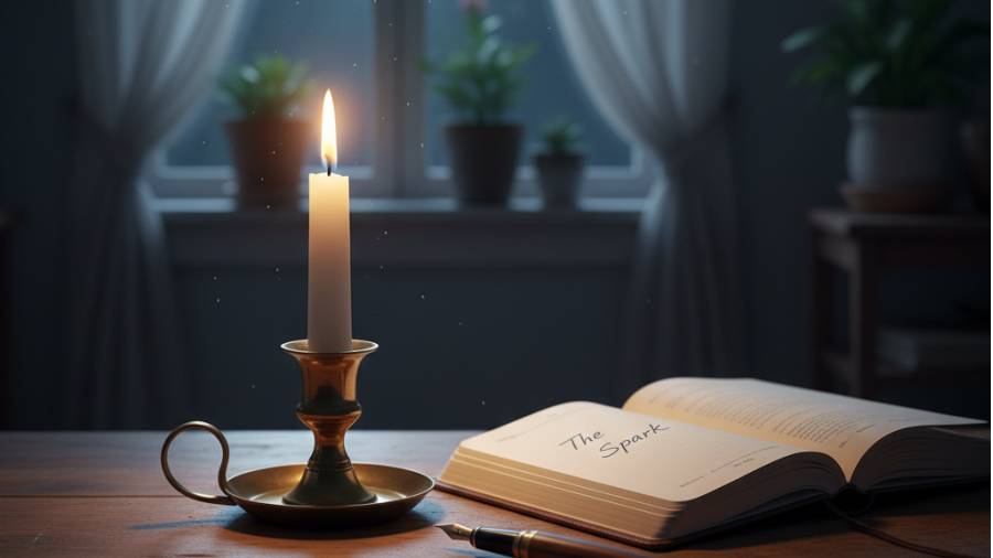 A lit candle in a tranquil setting, embodying leadership lessons for spa owners.