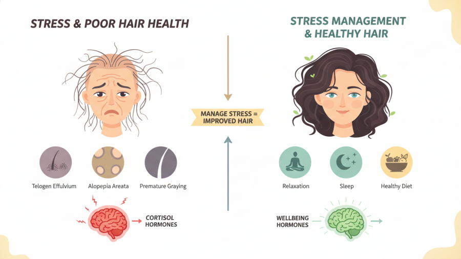 Exploring the stress impact on hair and nutrition for healthy hair.