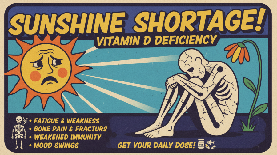 Vibrant poster on vitamin D deficiency concerns in Sacramento's indoor lifestyle.