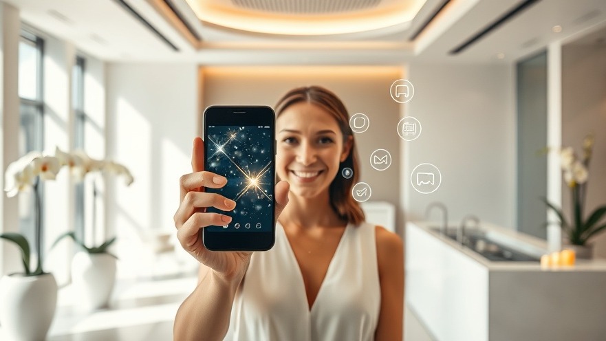 Client using augmented reality at a modern spa, showcasing video marketing strategies.