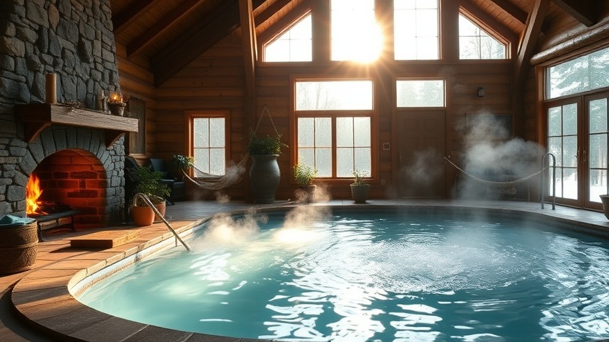 Indoor hot spring pool in rustic cabin, a serene Dunton Colorado luxury spa setting.