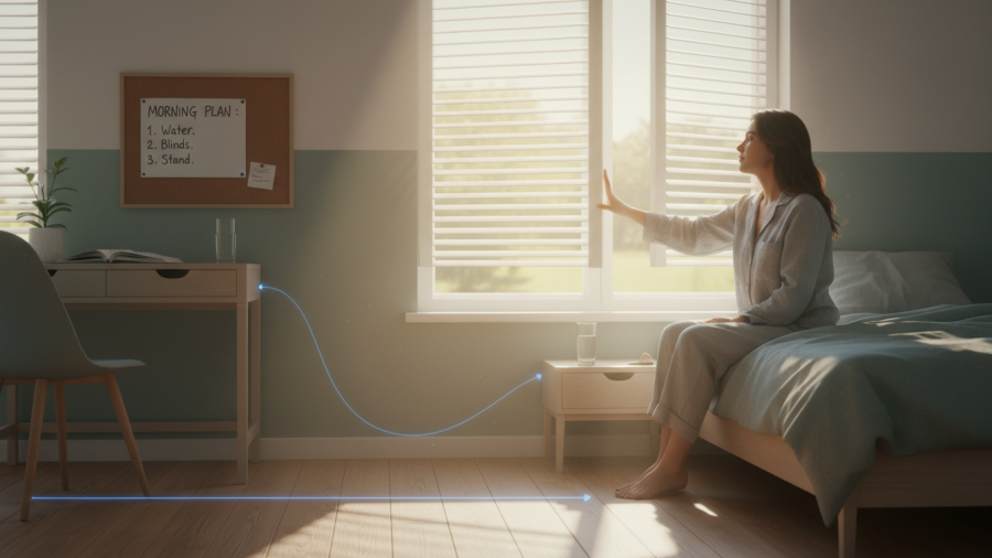 Morning routine tips for mental health: automate your first actions.