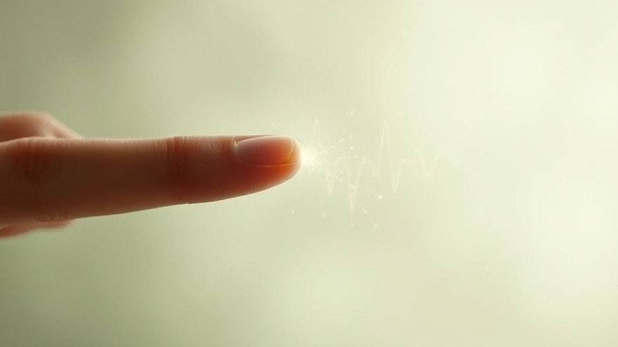 Minimalist art of human and geometric fingertip touch symbolizing wellness technology.