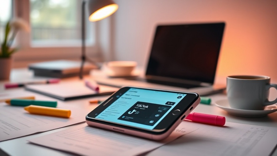 Modern workspace with smartphone showing TikTok For You Page, exploring TikTok algorithm changes.