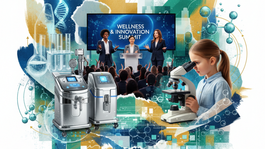 Collage of women in STEM initiatives, featuring beauty, science, and empowerment.