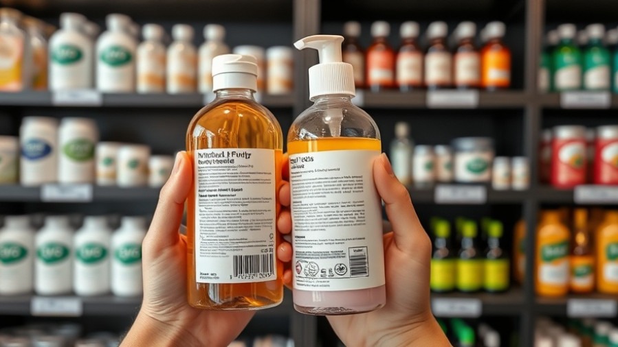 Close-up of hands comparing eco-friendly gifts in glass and plastic bottles.