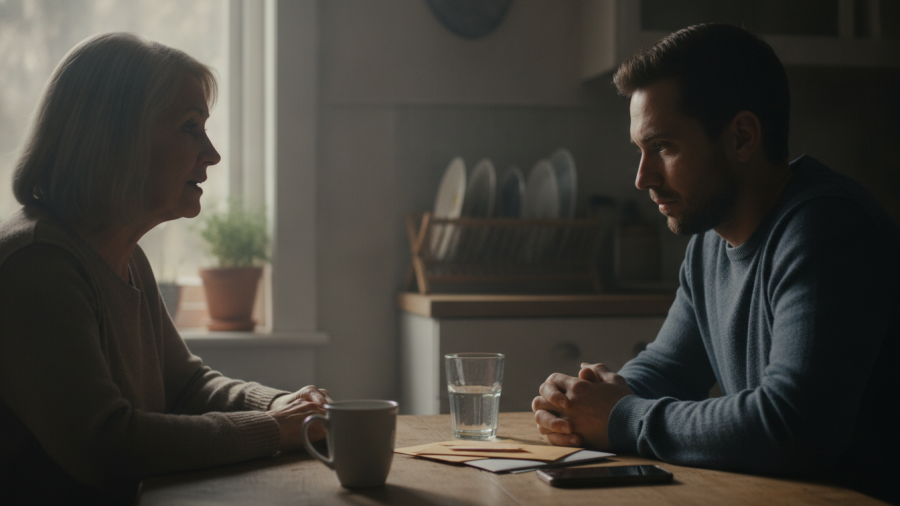 Deep conversation in a cozy kitchen, illustrating why criticism affects us more emotionally.