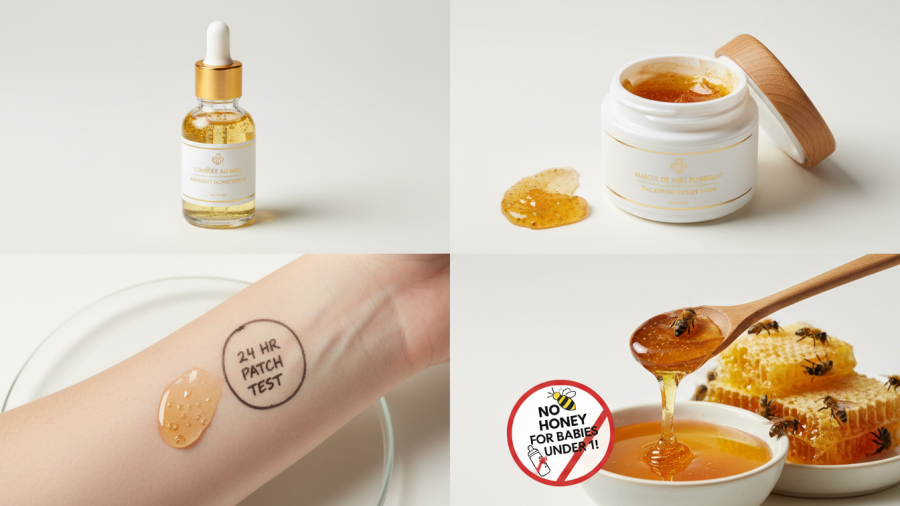 A reminder on safe honey skincare use for allergies and oily skin.