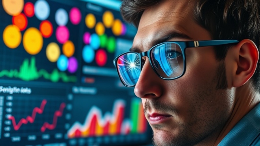 A business owner analyzes social media analytics tools for small businesses, reflecting insights.