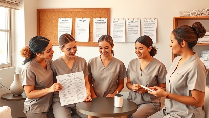 Spa team collaborates on standard operating procedure for client satisfaction.