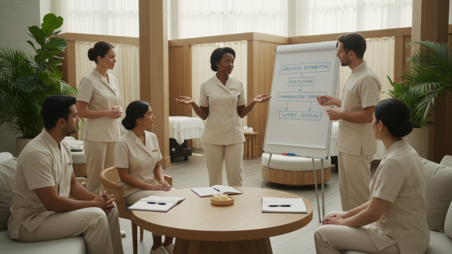 Spa leadership strategies addressing workplace conflict and team dynamics.