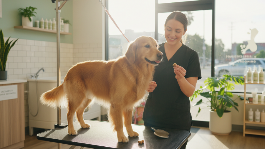 Gentle grooming techniques for anxious pets in Sacramento salons.