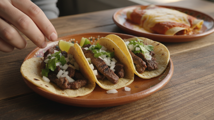 Enjoy authentic Mexican cuisine in a vibrant restaurant atmosphere with handcrafted tacos.