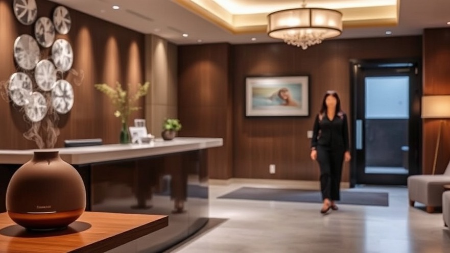 A calming spa reception with a diffuser enhancing olfactory senses and scent memory.