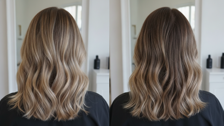 By Week 10, visible root growth highlights the differences in hair color techniques.