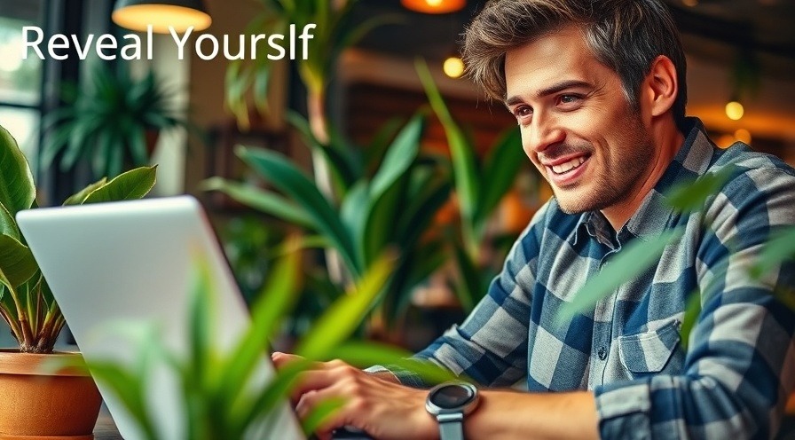 Close-up of an individual at a Sacramento cafe exploring their online presence.