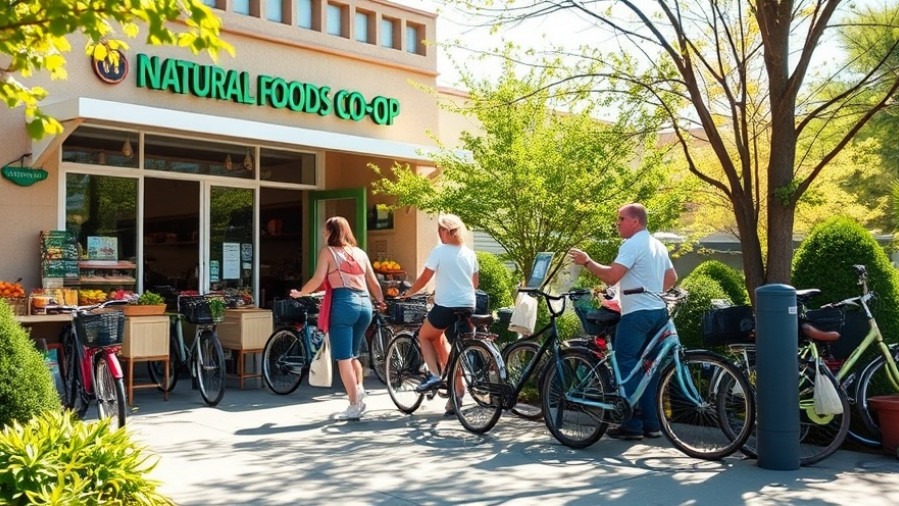 Sacramento's eco-friendly spirit with bicycles and shoppers, embracing sustainable living.