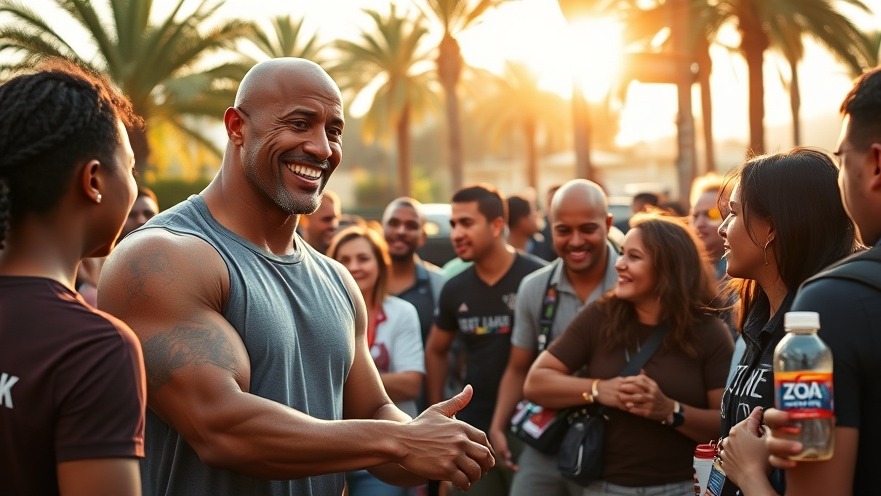 Dwayne Johnson embodies authenticity as a brand, warmly engaging fans on set.