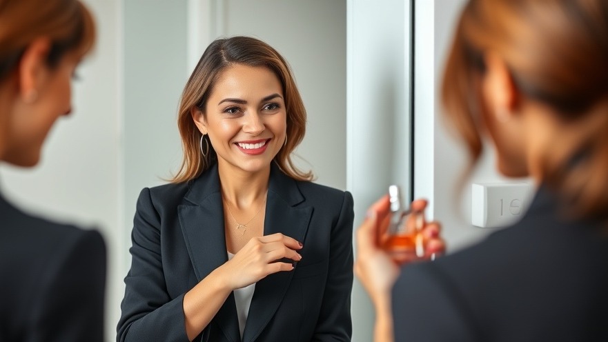 Confident woman enhancing her olfactory senses with fragrance layering.