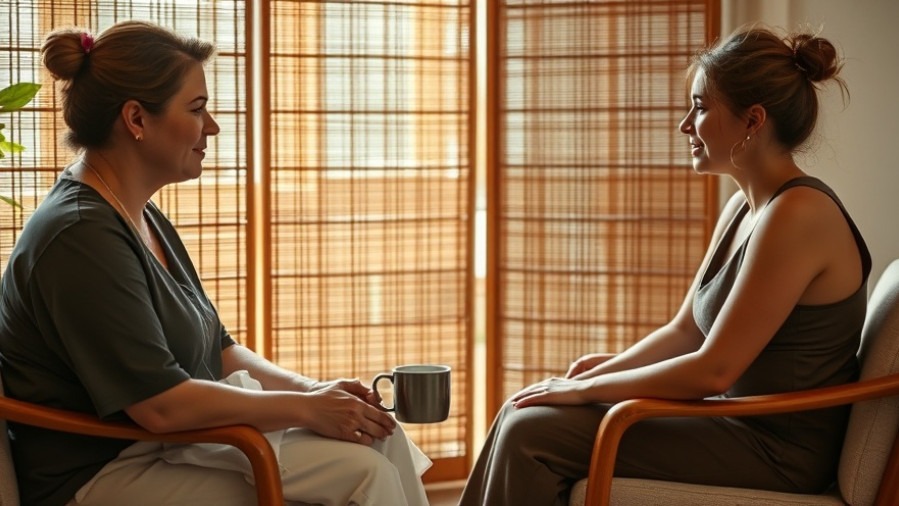 A spa director and therapist converse empathetically, highlighting staff retention through empathy.