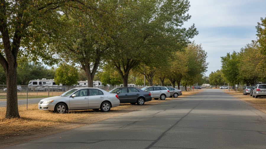Roadside parking near Bushy Lake Natural Area; unclear access for first-time visitors.
