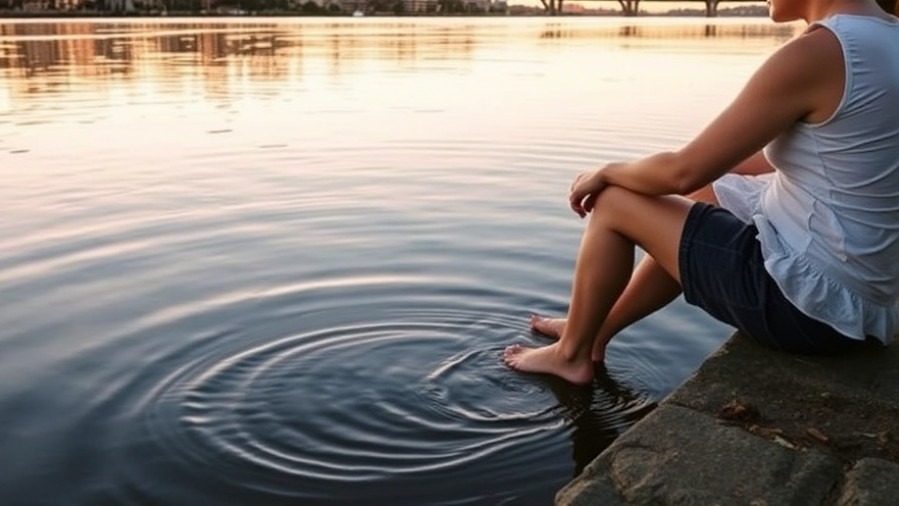 Mindful breathing by the American River promotes emotional regulation and reflection.