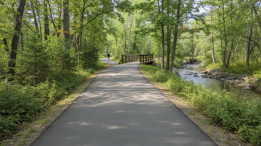 Enjoy a creekside walk near Sacramento on the paved path at Arcade Creek Park Preserve.