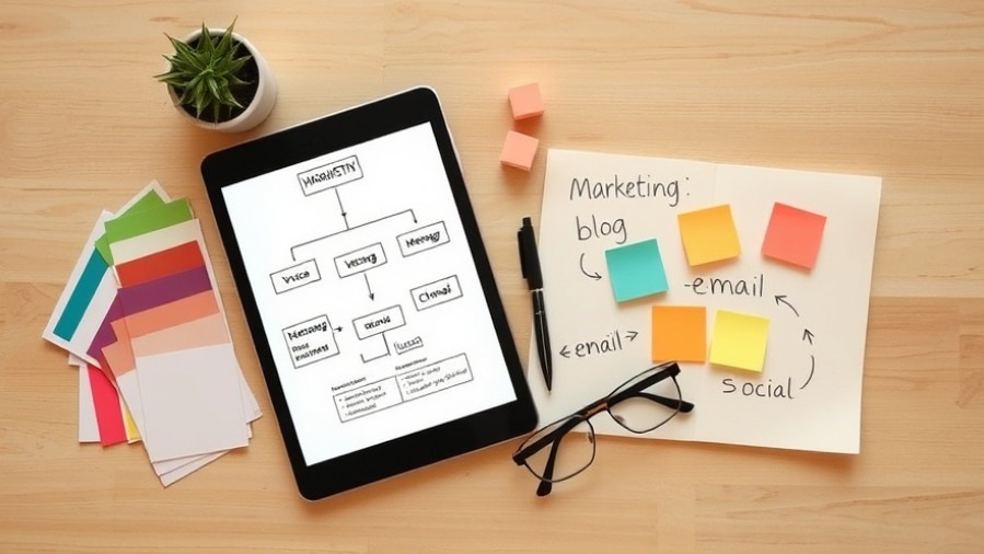 Creative workspace showcasing AI-driven marketing tools for brand voice consistency.