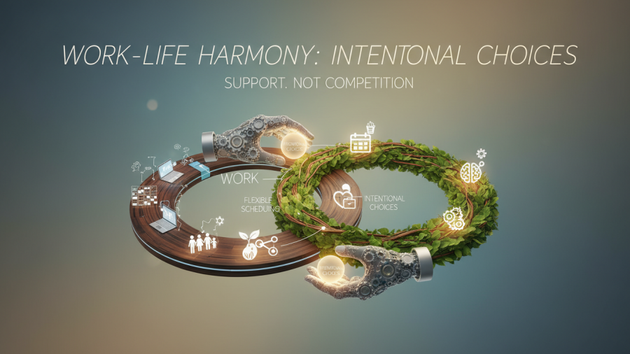 Achieving work-life harmony through self-care for entrepreneurs and mindful choices.