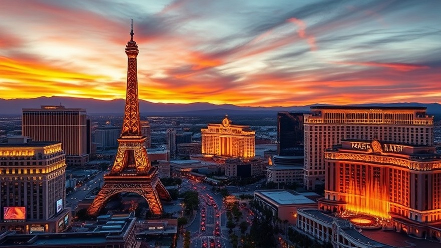 Stunning Las Vegas skyline at sunset, showcasing entrepreneurial cities and networking opportunities for spas.