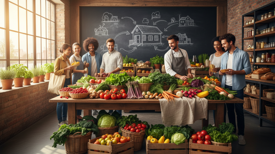 Fresh seasonal produce showcasing the local sourcing restaurant business model.