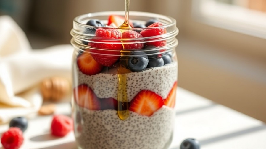 Nutritious chia pudding with berries, a healthy snack for high-protein diets.