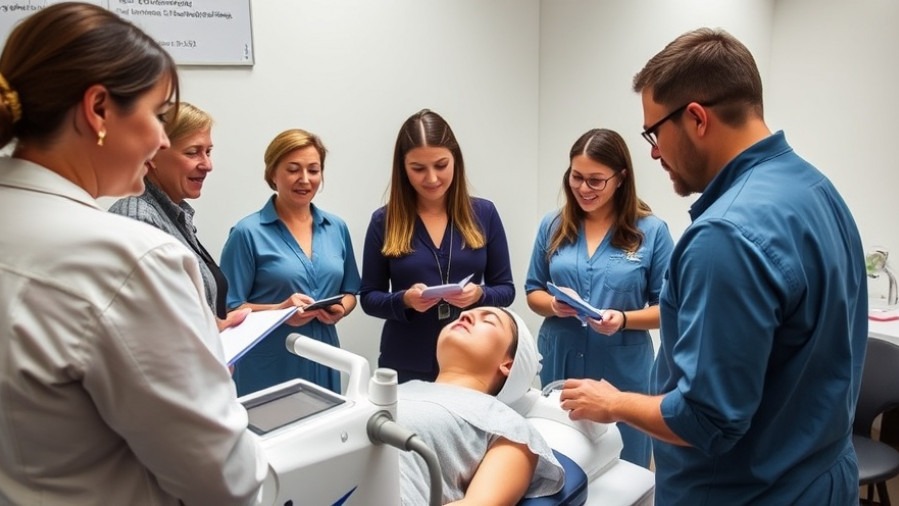 Spa practitioners engage in hands-on training on aesthetic innovation techniques.