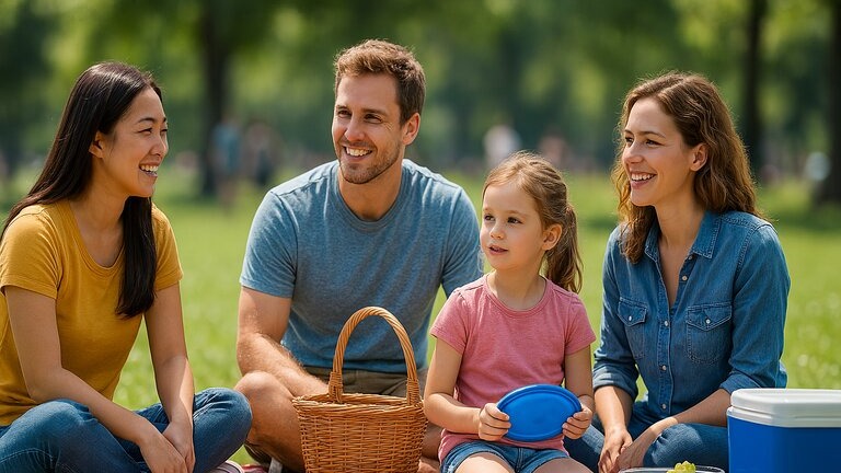 Experience the vibrant charm of McKinley Park in Sacramento as families enjoy picnics, playtime, and sunshine in a lush, rose-filled setting.