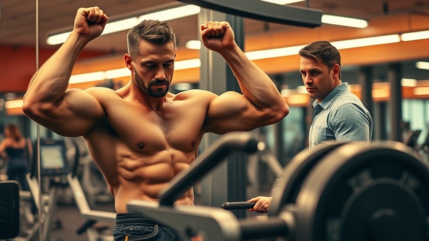 Muscular male using hamstring curl machine, showcasing exercise effectiveness in a vibrant gym setting.