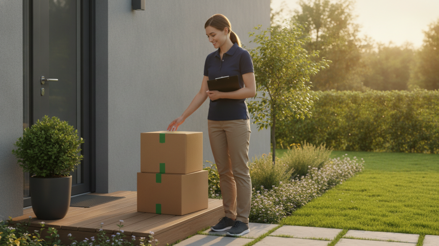 Meal prep delivery driver arriving with fresh meal prep delivery in Sacramento.