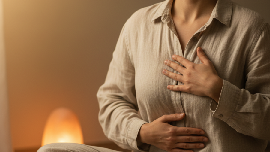 Serene close-up of mindful yoga, promoting core strength and holistic wellness.