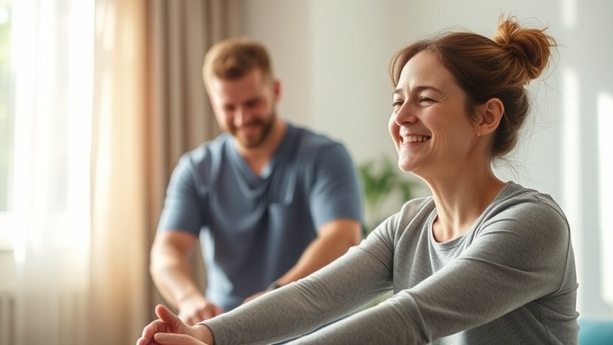 Patient with therapist doing gentle stretching exercises to prevent chronic injuries.