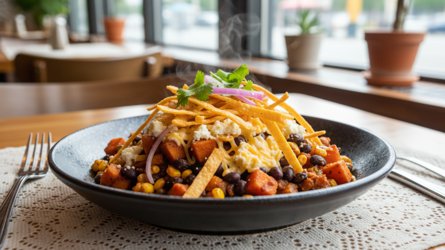 Delicious vegetarian comfort food from Mother Sacramento, beautifully plated.