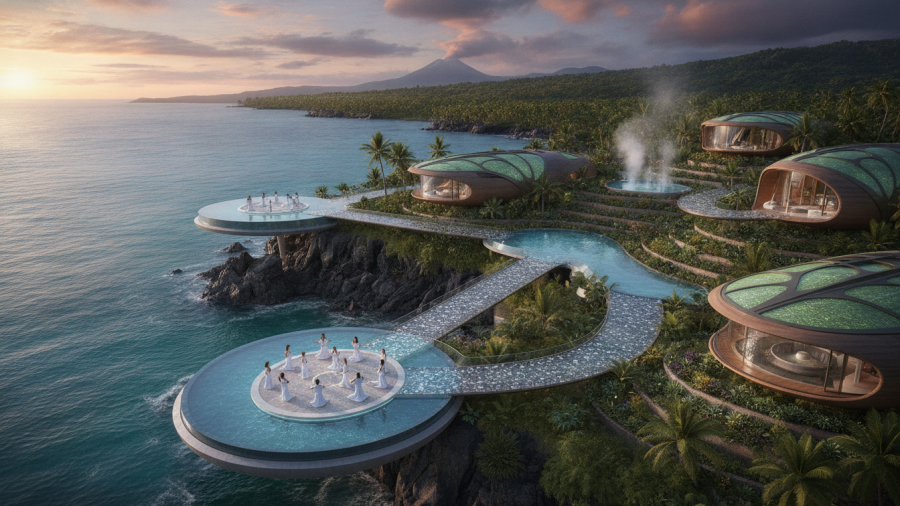 A serene view of Ritz Carlton Waikiki Spa Retreat, highlighting luxury wellness in Hawaii.