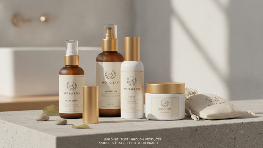 Building trust with private label skincare for spas, reflecting your unique brand.
