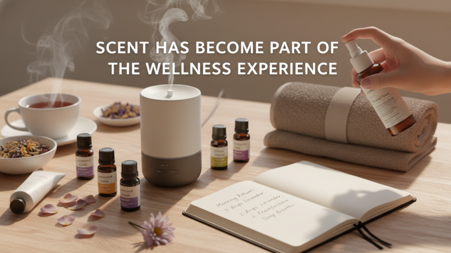 Scent in body care products enhances self-care rituals and spa treatments.