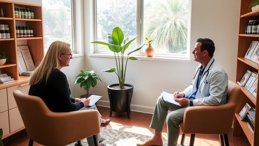 Naturopathic doctor consulting with patient in a serene Sacramento wellness clinic.